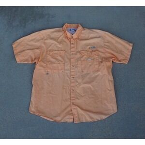 Columbia Performance Fishing Short Sleeve Orange Men‎ X-Large Vented OmniShade